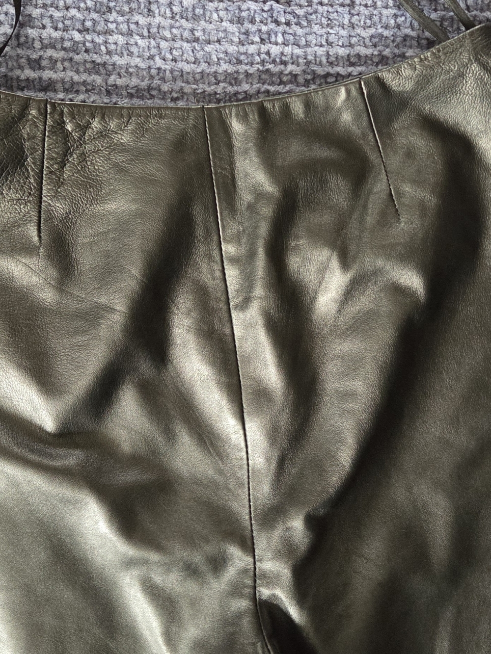 INC 100% Leather Straight Leg Pants High Rise Black Size 10 - Picture 5 of 5